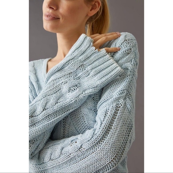 NWT! Anthropologie pilcro surf destroy ruggedcable knit pullover sweater - Picture 4 of 7